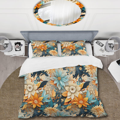 Ensemble de housse de couette Chrysanthemums Mandala Boho
