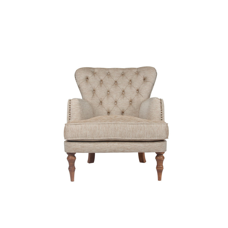 Élégant fauteuil à oreilles, brun laiteux, 30,7 po x 36,2 po x 36,2 po | Structure en bois massif et tissu 100% polyester, facile à nettoyer | Parfait pour un décor rustique et traditionnel, des sièges confortables pour le salon et le salon de l'hôtel