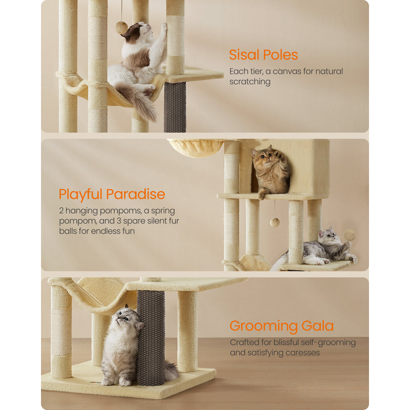 175cm H Cat Tree, Sand Beige