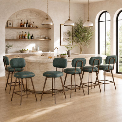 Swivel Upholstered Counter Stool with Metal Frame