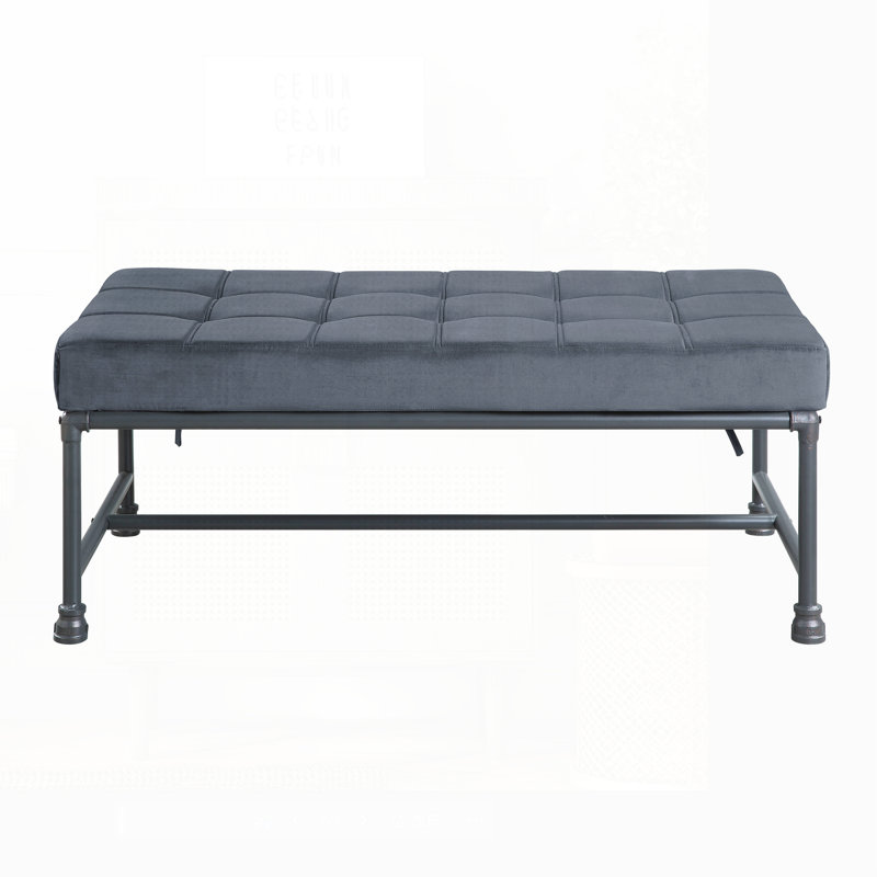 Banc en velours gris et gris sablé avec mousse à mémoire de forme et structure en métal durable pour une assise élégante