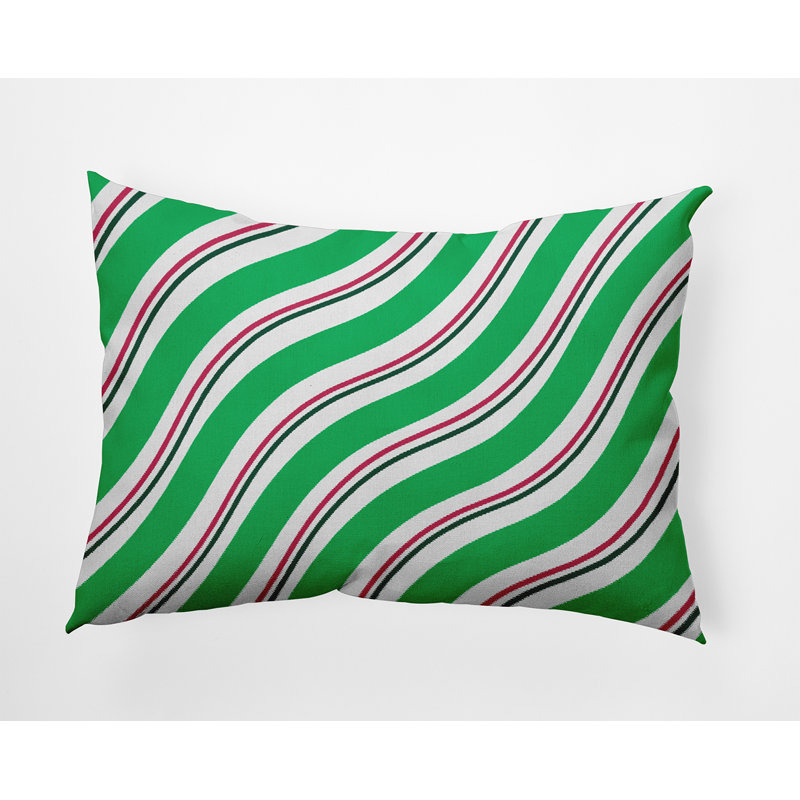 Coussin décoratif rayé en polyester pour l'intérieur et l'extérieur, 14 po x 20 po, Rectangulaire