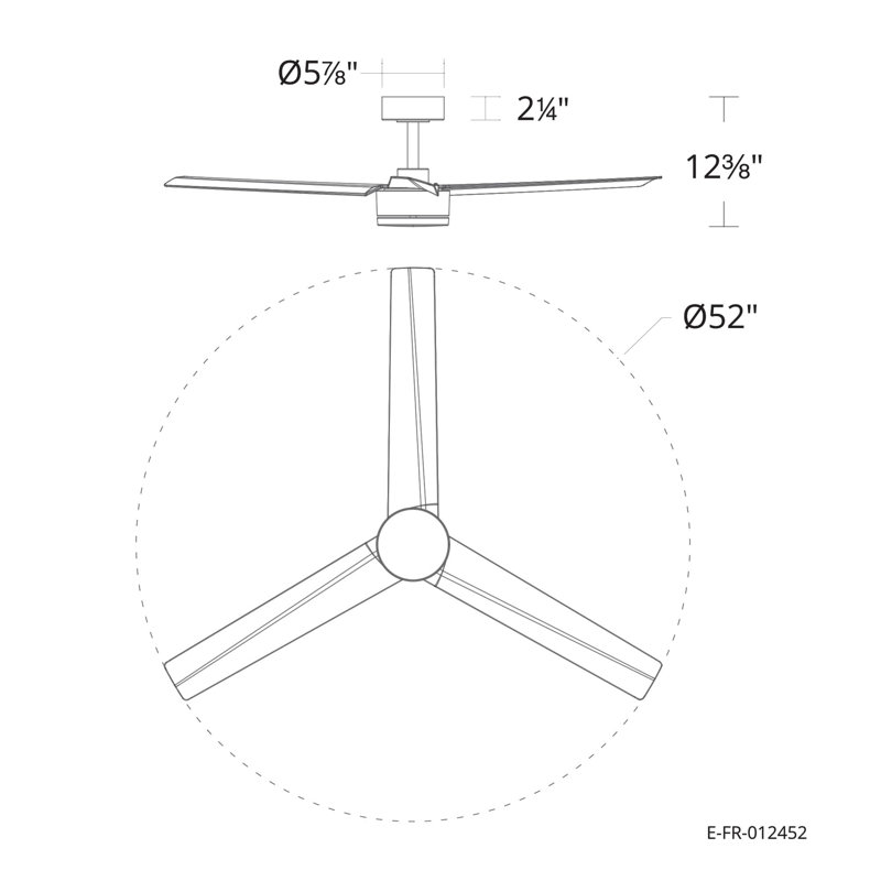 Breeze Collection Smart Indoor and Outdoor 52in 3-Blade Ceiling Fan with Remote Control Works With iOS or Android App, Black
