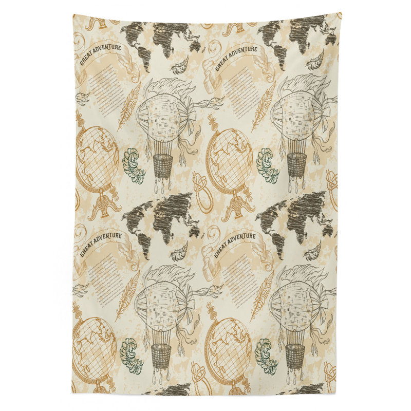 World Map Tablecloth, 70" L x 52" W