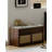Mid - Century Modern Solid Wood Shoe Storage Bench with Rattan Inserts