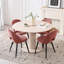  Modern Minimalist Horseshoe Velvet Dining Chair - Upholstered Hollow Back Chair - Black Metal Legs-641309008
