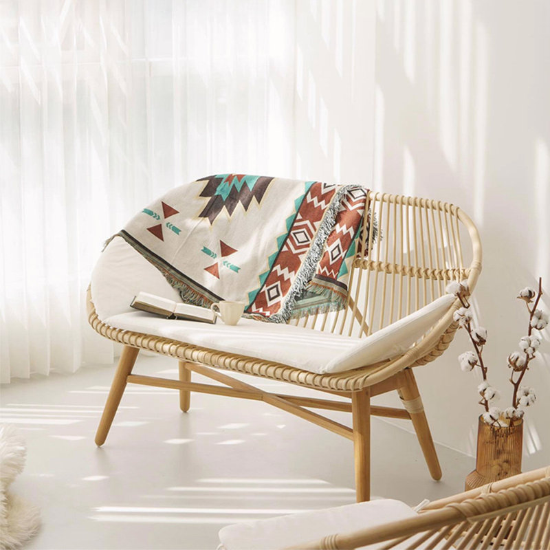 Banc rembourré en coton et lin Breeley