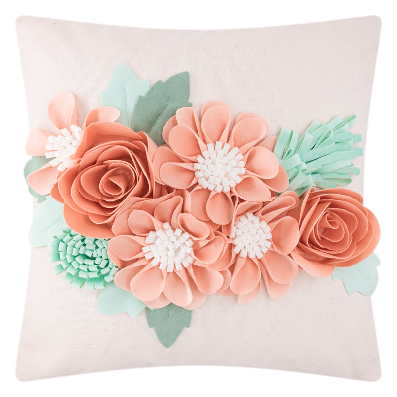 Housse de coussin  3D Flower, Rose pêche