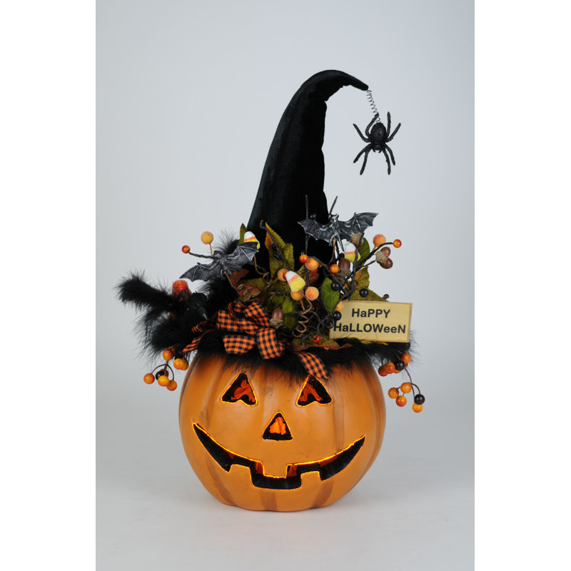 Lighted Fiber Optic Pumpkin, 26" H x 13" W x 12" D