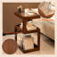 Table d'appoint en bois massif, petite table de bout à 3 niveaux, table d'appoint brune 100% pin, plateau en acrylique cannelé, style rétro géométrique, table de bout MCM, rangement ouvert, pour salon, canapé, chambre à coucher, étroit