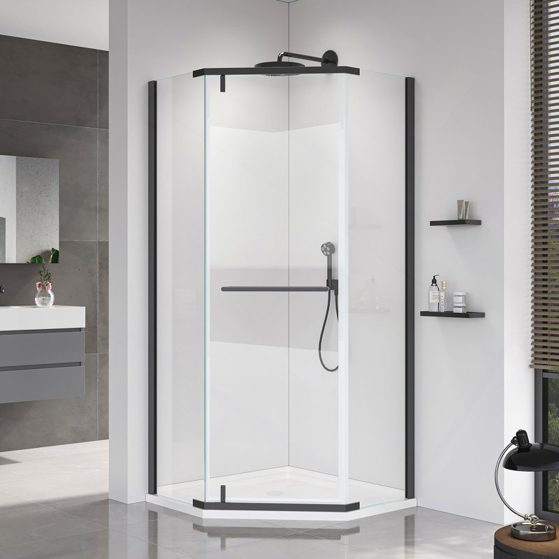 Porte de douche, avec verre trempé de 1/4 po (6 mm) pour porte de douche de salle de bain, 36 x 36 x 72 po (non incluse)