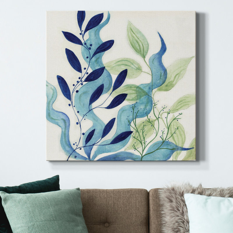 Bleu corail I - reproduction d'art sur toile tendue, H 32 po x l 32 po x P 1 po