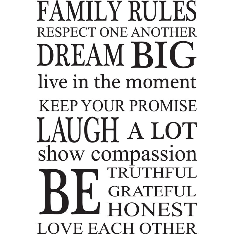 Décalcomanie murale "family rules"