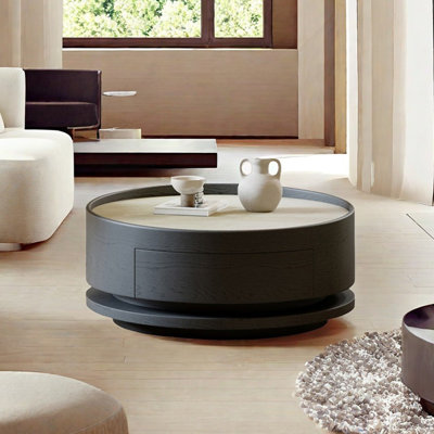 Light luxury round rotating coffee table
