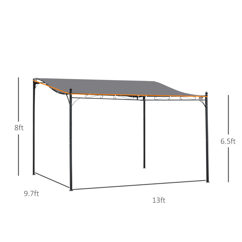 Gray 13' x 10' Steel Outdoor Pergola with Weather-Resistant Canopy