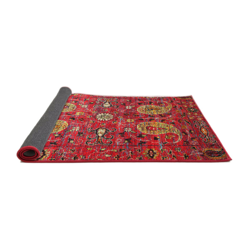 Tapis oriental jaune / rouge, Rond 7 pi