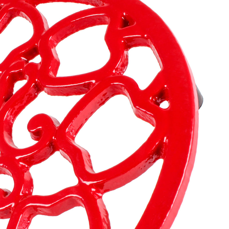 Red Cast Iron Apple Design Round Trivet