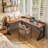 Walnut L-Shaped Solid Wood  desk-108840421-108840418