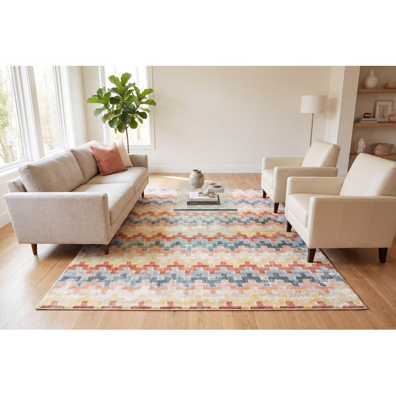 Pridbjorn Chevron Indoor Rug, Rectangle 5' x 7'