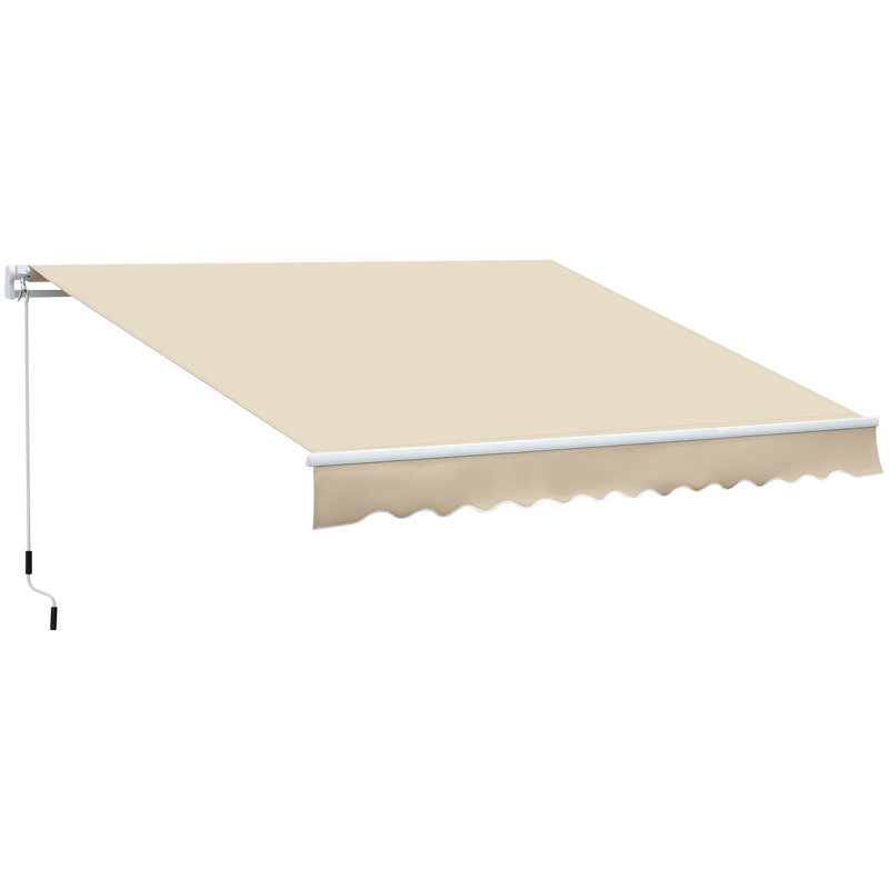 Versatile Retractable Patio Awning For Outdoor Spaces, Enhancing Comfort And Style, 58.3" H x 141.8" W x 98.5" D, Cream White