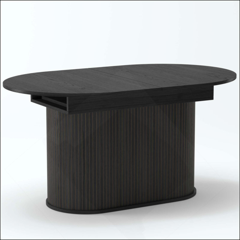 Table de salle à manger extensible avec pieds rayés pour le salon et la cuisine, Noir