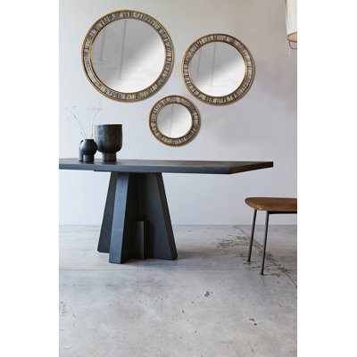 Miroir mural rond en bois massif Viren
