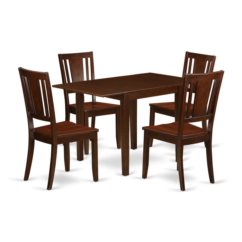 Ensemble de salle à manger 5 pièces comprenant une table de salle à manger rectangulaire avec Dropleaf et 4 chaises en bois, 30 x 48 pouces, acajou
