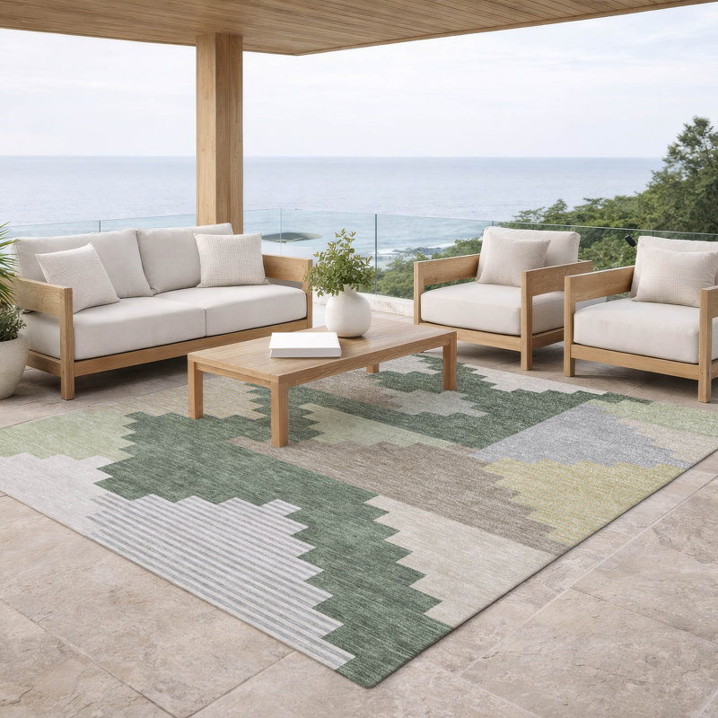 Tapis intérieur / extérieur lavable à la machine Chantille ACN2847, Basilic, 10 pi x 14 pi