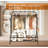 Sturdy Metal Double Rodding Clothes Rack With Wheels, Portable Clothing Rack With Shelves & Hooks, Heavy Duty Garment Racks for Hanging Clothes, Multi-Functional Closet Rack for Bedroom, Black