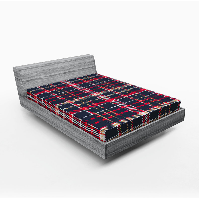 Microfiber Plaid Fitted Sheet, Full Fitted Sheet, Red/Yellow Plaid 5