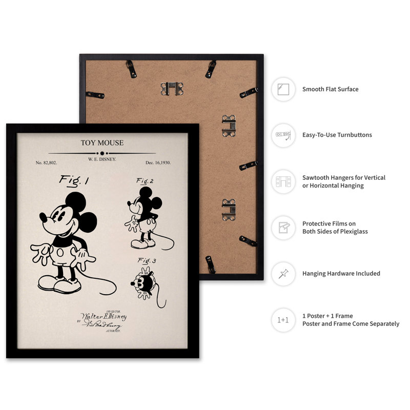 Mickey Blueprint, Black Framed, 24"H x 32"W, Poster