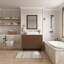 Base de meuble-lavabo de 36 po en noyer brun rétro avec comptoir en pierre, lavabo en céramique, drain inclus et tablette réglable