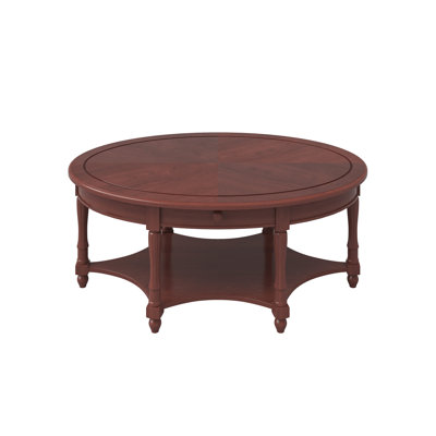 Vintage Oval Coffee Table with Drawer and Storage Shelf, Antique Cocktail Table in 45", French Country Accent Table for Living Room