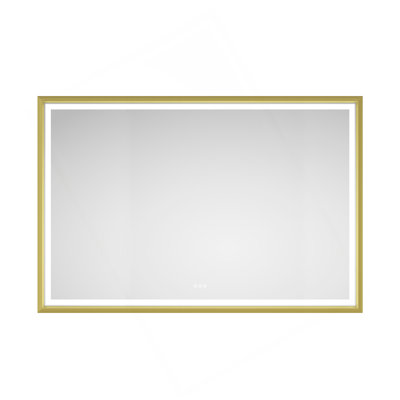 Miroir de salle de bain 72 po x 48 po à DEL avec cadre en aluminium, miroir de meuble-lavabo mural, anti-buée, mémoire, 3 couleurs, réglable en continu