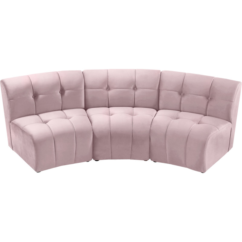 Canapé modulaire en velours de 96 po de largeur Jedson, Rose