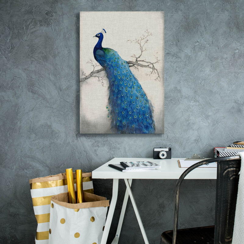 «Peacock Blue II» par Tim O'toole, art mural sur toile, H 26 po x l 18 po x P 0,75 po