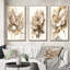 «Indigold Beige Flower», 3 pièces sur toile-1353592587-1353592586