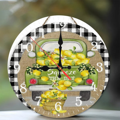 Horloge murale en bois 10 po, mouvement silencieux, à piles (piles AA non incluses), décor artistique, parfait pour les décorations