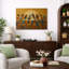 «Mid-Century Style Birds on Fence Abstract Nature Scene», reproduction d'art sur toile encadrée-117769434-117769433
