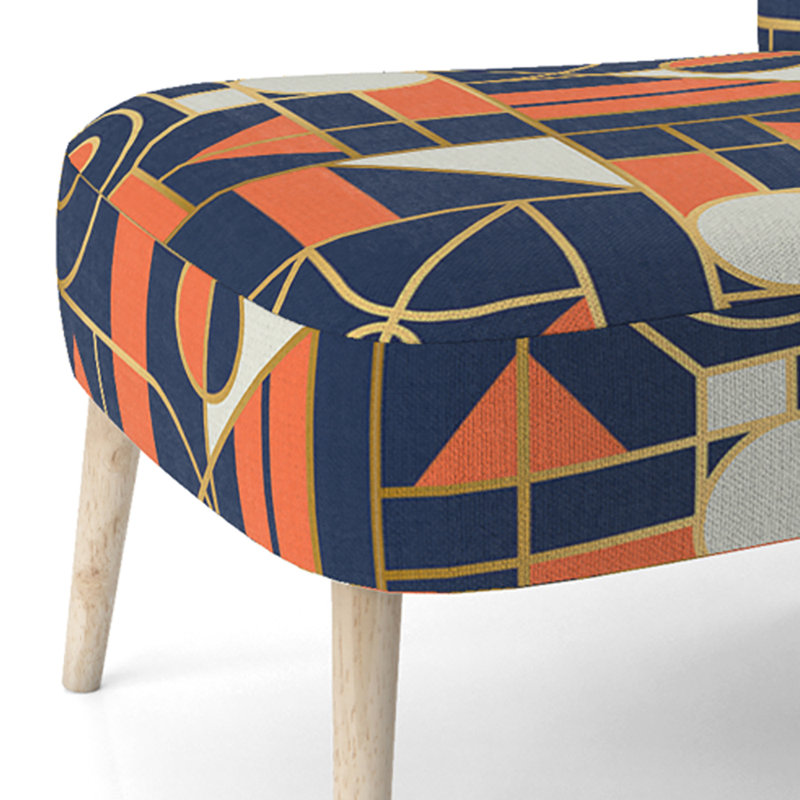 Chaise d'appoint rembourrée à motif rétro géométrique