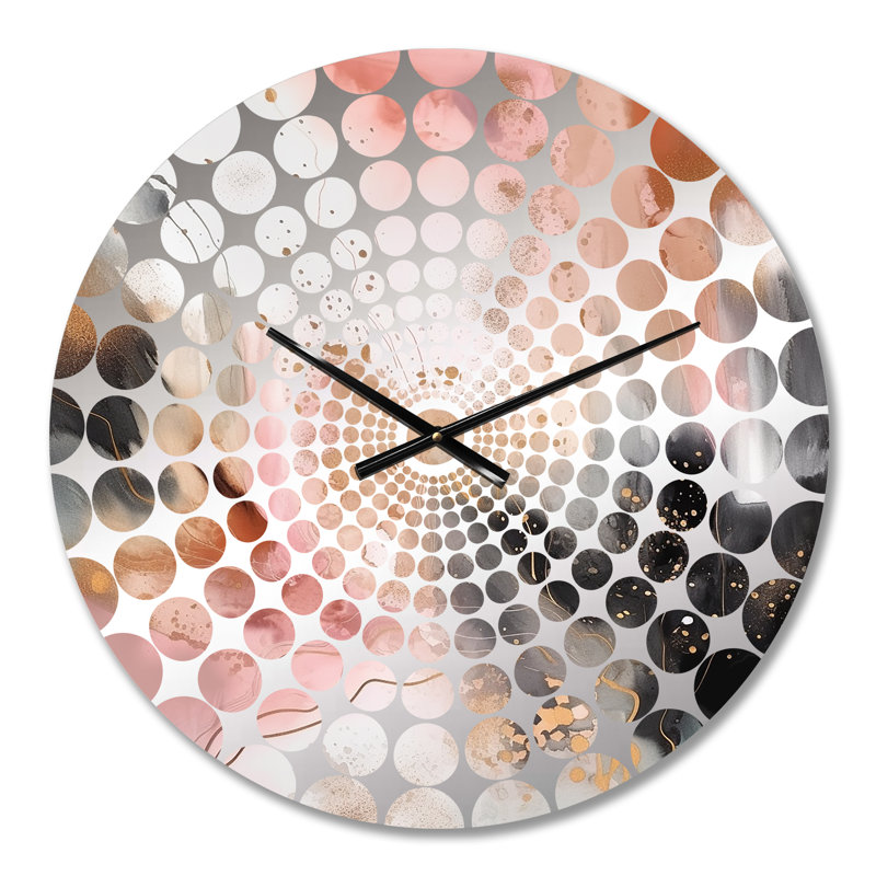 Horloge murale en marbre rose doré texturé III, Médium