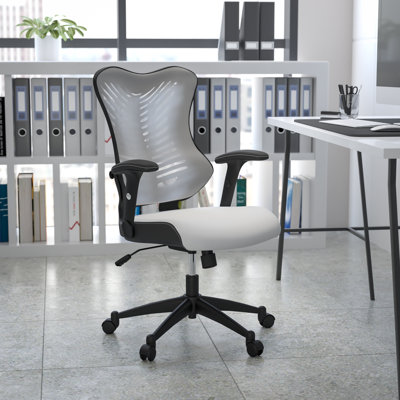Chaise de bureau ergonomique à haut dossier avec accoudoirs réglables Siwar