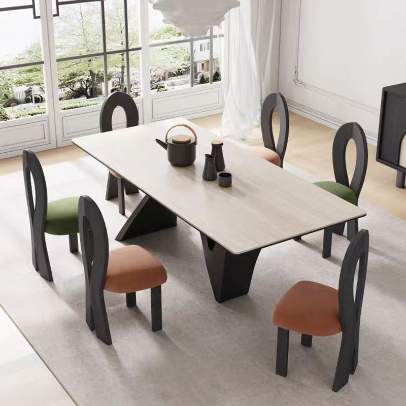 Middle ancient style rock slab dining table, 29.52"H x 78.74"L x 35.43"W