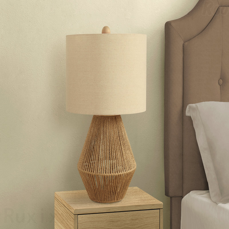 Lampe de table - H 22 po, matériau de corde brune