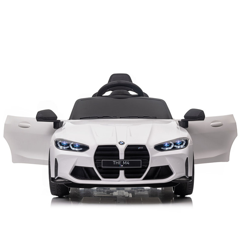 BMW M4 12V Kids ride on toy car 2.4G W/Parents Remote Control,Three speed adjustable,Power display, USB,MP3 ,Bluetooth,LED light,story,A handle with wheels and a pull, easy to carry 
