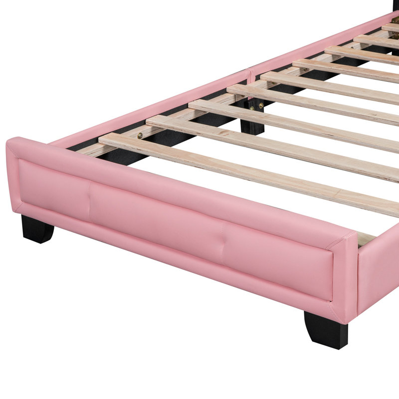 Ceasar Vegan Leather Platform Bed, Twin, Pink
