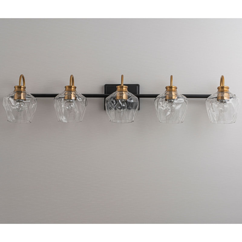 Éclairage pour meuble-lavabo à intensité variable Montalto, Noir mat / Or, 5 lumières