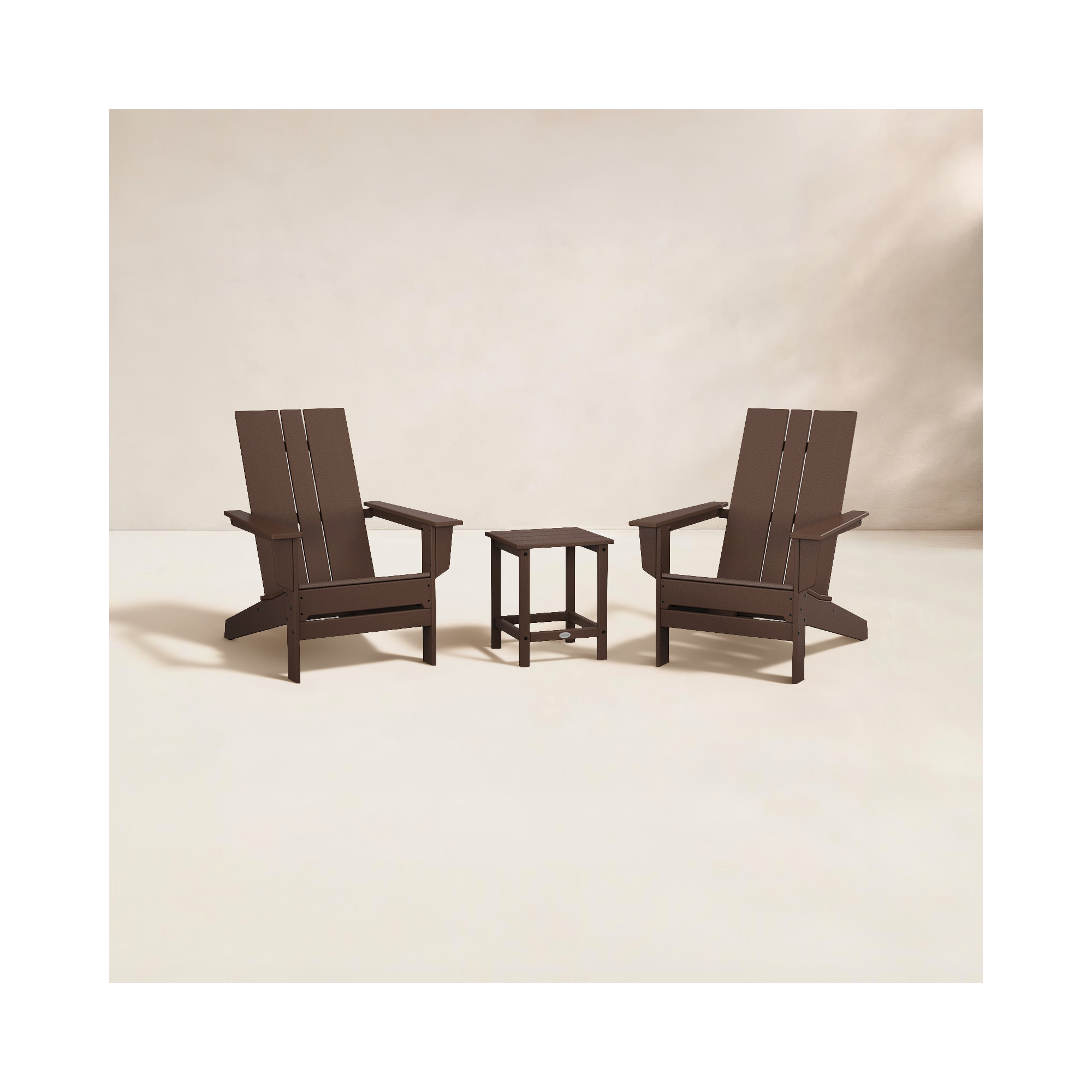 POLYWOOD x AllModern Adirondack Chairs with Table, Mahogany