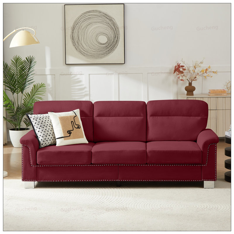 Canapé moderne à 3 places en tissu Snowfleece compressé, pour le salon, la chambre à coucher, le bureau et les espaces de divertissement