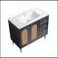 Meuble-lavabo de 36 po avec lavabo en céramique et meuble de rangement en rotin avec deux portes et un tiroir-1172225351